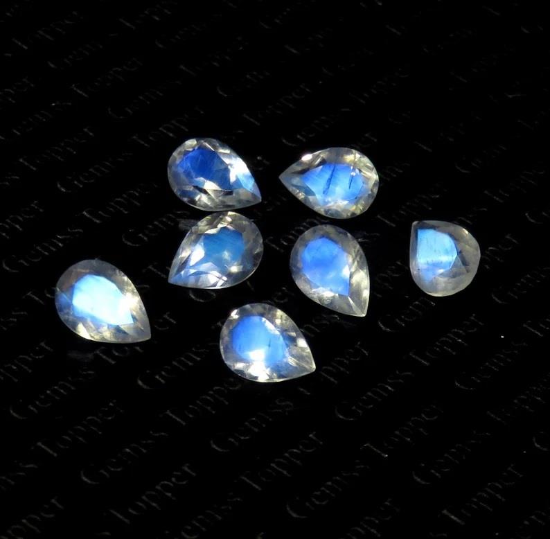 Rainbow Moonstone 5x8 mm Pear Faceted